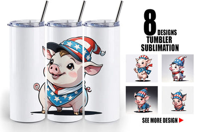 Tumbler Wrap Pig 4th of July Sublimation artnoy 