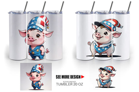 Tumbler Wrap Pig 4th of July Sublimation artnoy 