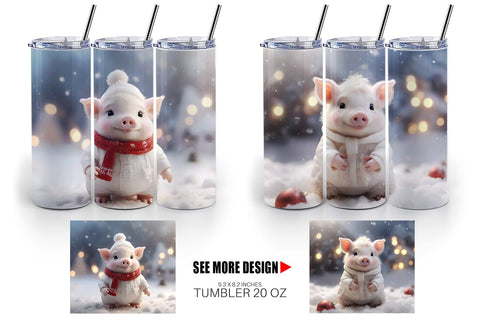 Tumbler Wrap Pig Christmas Sublimation artnoy 