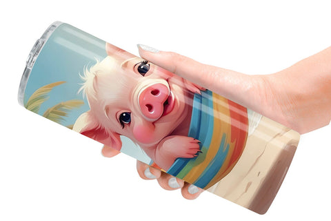 Tumbler Wrap Pig in Summer Hammock Sublimation artnoy 