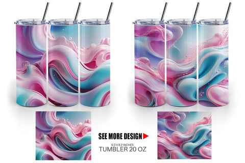 Tumbler Wrap Pink Blue Fluid Wave Sublimation artnoy 