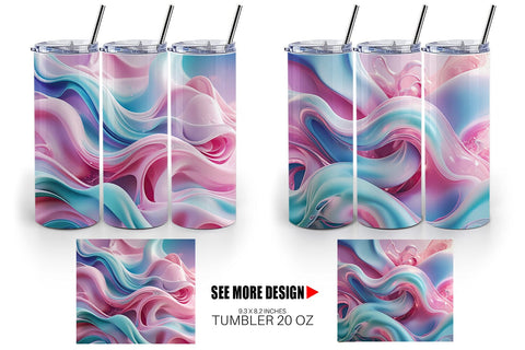 Tumbler Wrap Pink Blue Fluid Wave Sublimation artnoy 