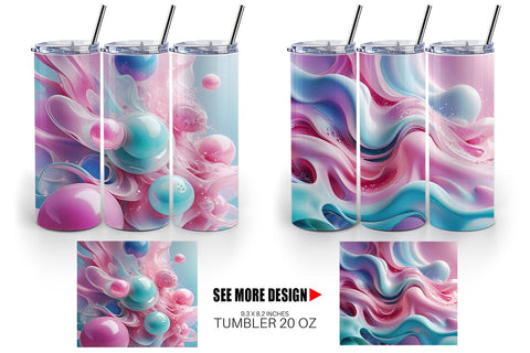Tumbler Wrap Pink Blue Fluid Wave Sublimation artnoy 