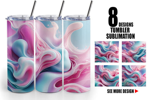 Tumbler Wrap Pink Blue Fluid Wave Sublimation artnoy 