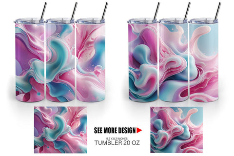 Tumbler Wrap Pink Blue Fluid Wave Sublimation artnoy 