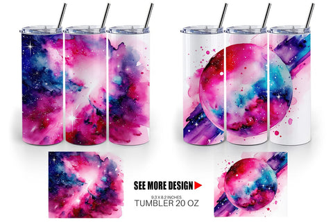 Tumbler Wrap Pink Galaxy Sublimation artnoy 