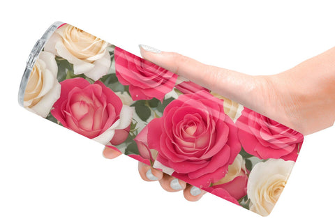 Tumbler Wrap Pink Rose Pattern Sublimation artnoy 