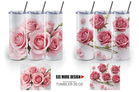 Tumbler Wrap Pink Rose Sublimation artnoy 