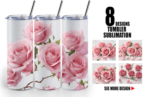 Tumbler Wrap Pink Rose Sublimation artnoy 