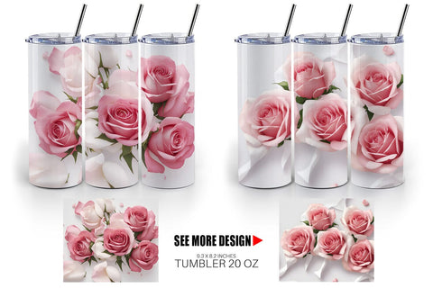 Tumbler Wrap Pink Rose Sublimation artnoy 