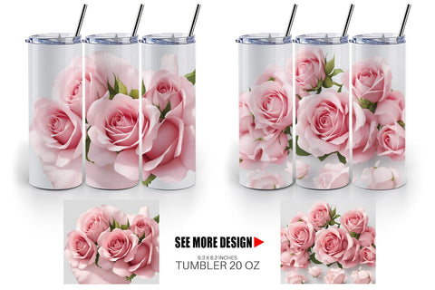 Tumbler Wrap Pink Rose Sublimation artnoy 