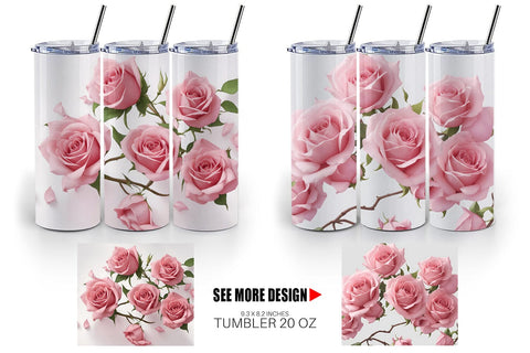 Tumbler Wrap Pink Rose Sublimation artnoy 