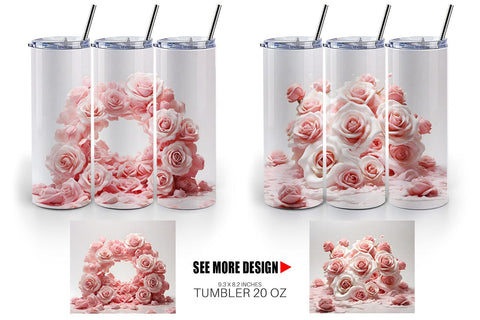 Tumbler Wrap Pink Roses Flower Sublimation artnoy 