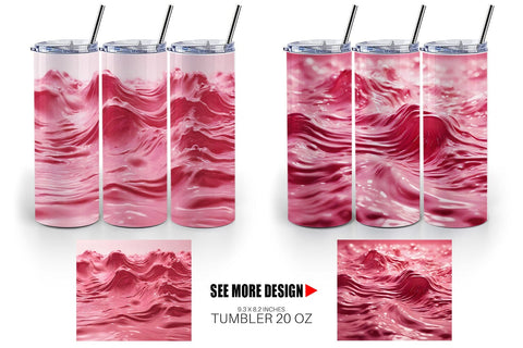 Tumbler Wrap Pink Wave Liquid Sublimation artnoy 