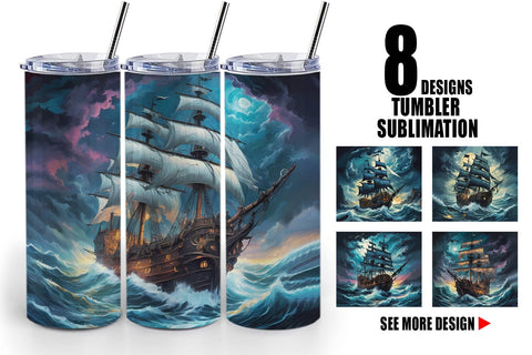 Tumbler Wrap Pirate Ship Sublimation artnoy 