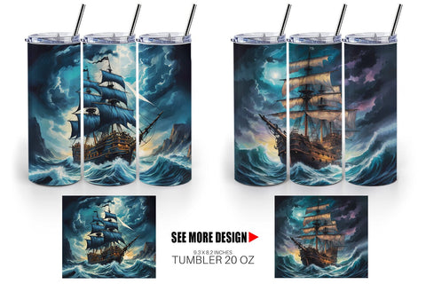 Tumbler Wrap Pirate Ship Sublimation artnoy 
