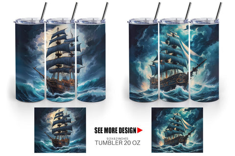 Tumbler Wrap Pirate Ship Sublimation artnoy 