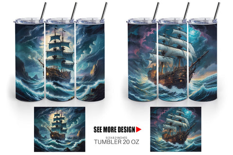 Tumbler Wrap Pirate Ship Sublimation artnoy 
