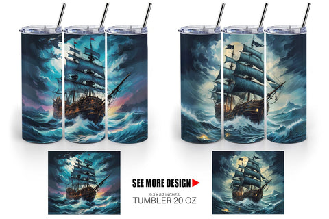 Tumbler Wrap Pirate Ship Sublimation artnoy 