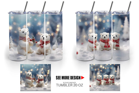 Tumbler Wrap Polar Bears Christmas Sublimation artnoy 
