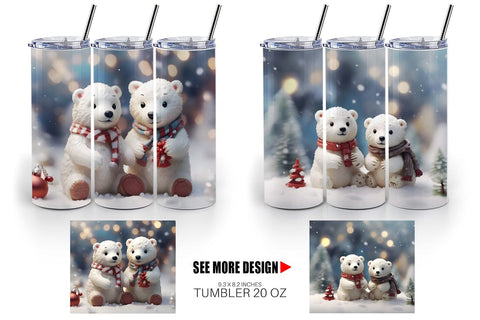Tumbler Wrap Polar Bears Christmas Sublimation artnoy 