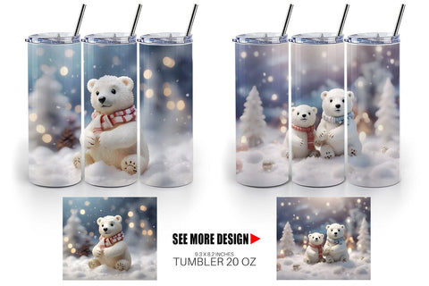 Tumbler Wrap Polar Bears Christmas Sublimation artnoy 