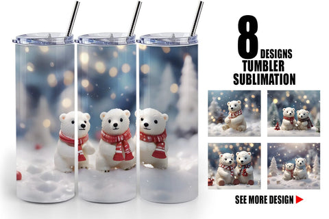 Tumbler Wrap Polar Bears Christmas Sublimation artnoy 
