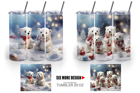 Tumbler Wrap Polar Bears Christmas Sublimation artnoy 