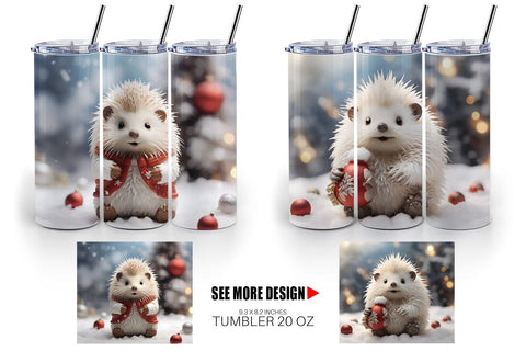 Tumbler Wrap Porcupine Christmas Sublimation artnoy 