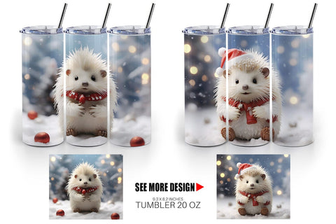 Tumbler Wrap Porcupine Christmas Sublimation artnoy 