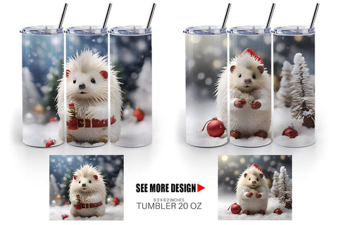 Tumbler Wrap Porcupine Christmas Sublimation artnoy 