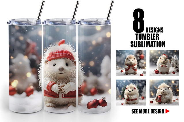 Tumbler Wrap Porcupine Christmas Sublimation artnoy 