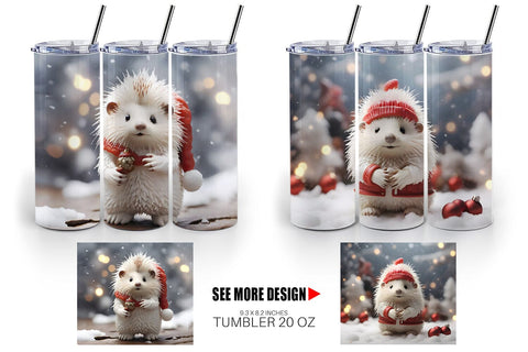 Tumbler Wrap Porcupine Christmas Sublimation artnoy 