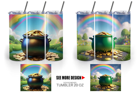 Tumbler Wrap Pot of Gold Patrick's Day Sublimation artnoy 