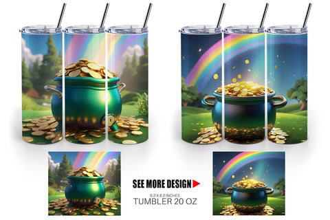 Tumbler Wrap Pot of Gold Patrick's Day Sublimation artnoy 