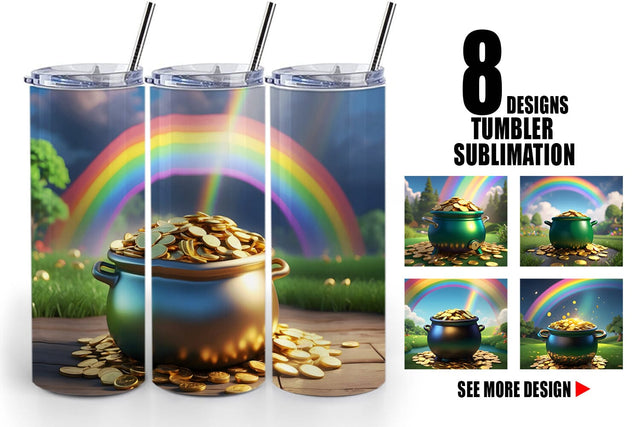 Tumbler Wrap Pot of Gold Patrick's Day Sublimation artnoy 