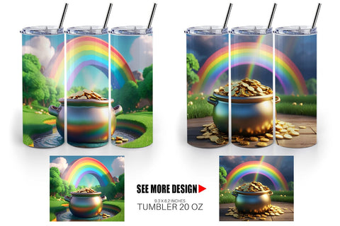 Tumbler Wrap Pot of Gold Patrick's Day Sublimation artnoy 