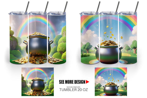 Tumbler Wrap Pot of Gold Patrick's Day Sublimation artnoy 
