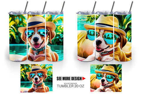Tumbler Wrap Puppies in Summer Sublimation artnoy 