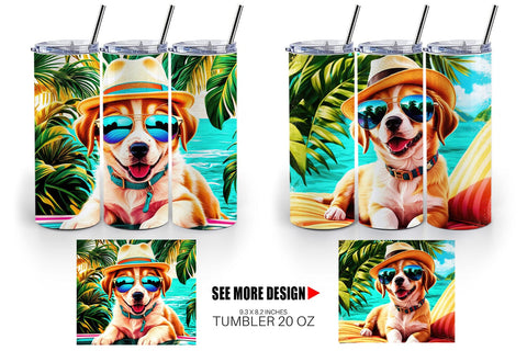 Tumbler Wrap Puppies in Summer Sublimation artnoy 