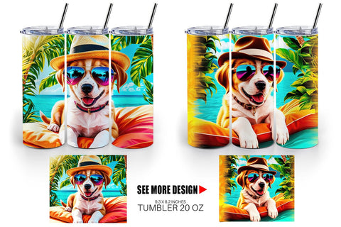 Tumbler Wrap Puppies in Summer Sublimation artnoy 