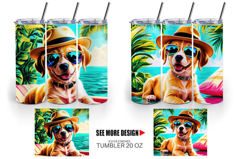 Tumbler Wrap Puppies in Summer Sublimation artnoy 