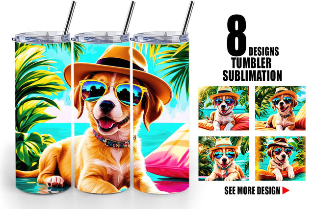 Tumbler Wrap Puppies in Summer Sublimation artnoy 