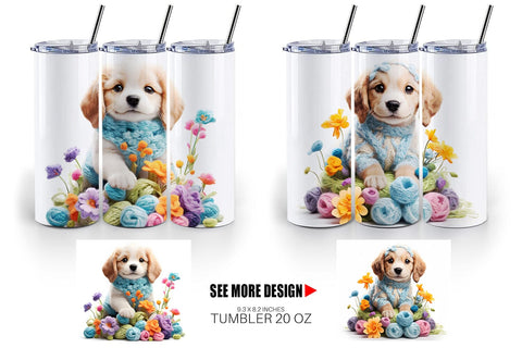 Tumbler Wrap Puppy Easter Embroidery Sublimation artnoy 