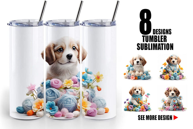 Tumbler Wrap Puppy Easter Embroidery Sublimation artnoy 