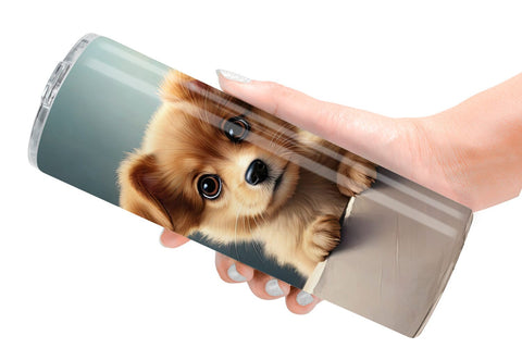 Tumbler Wrap Puppy Peeks from Wall Sublimation artnoy 