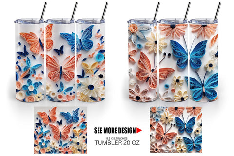 Tumbler Wrap Quilling Butterflies Sublimation artnoy 