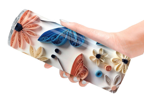 Tumbler Wrap Quilling Butterflies Sublimation artnoy 