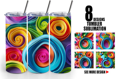 Tumbler Wrap Quilling Paper Colorful Sublimation artnoy 
