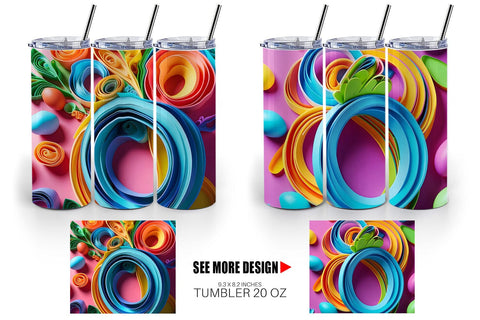 Tumbler Wrap Quilling Paper Colorful Sublimation artnoy 